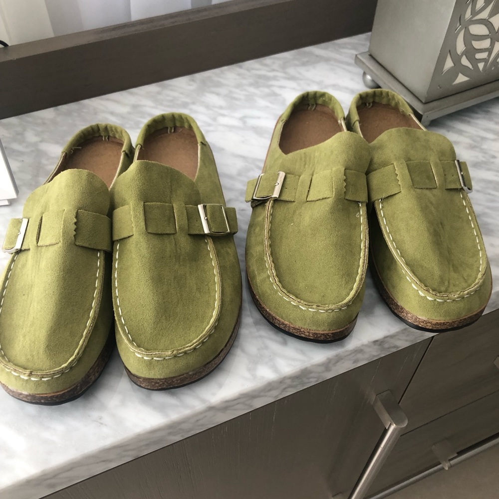 NEW lightest weight mules shoes I’ve ever seen stylish green